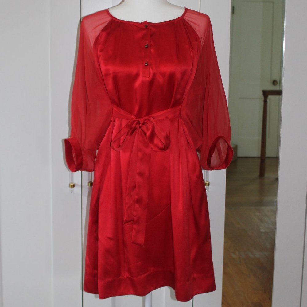 Crispin & Basilio red sheer-sleeve dress